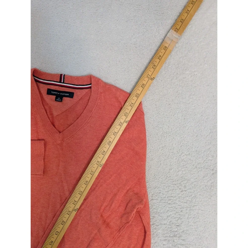 NEW Tommy Hilfiger‎ Pull Over Sweater 100% Premium Cotton V Neck Small Salmon